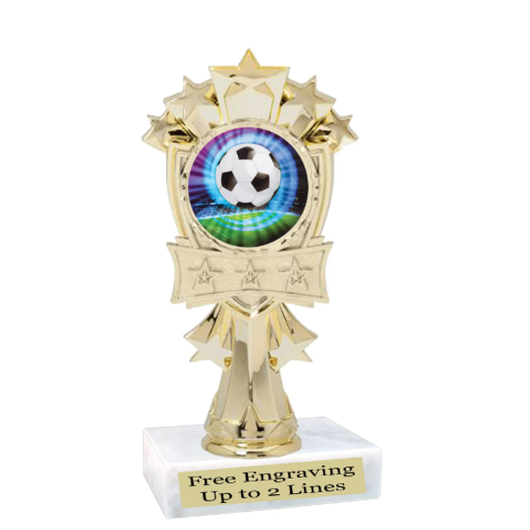 Soccer trophy.  6" Soccer trophy with choice of artwork. MF3260