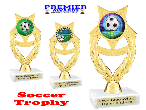 Soccer trophy.  6" Soccer trophy with choice of artwork. PH97