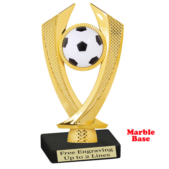 Soccer trophy.  6" Soccer trophy is great for your schools, soccer teams and rec. departments.   4504