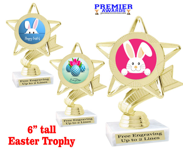 Easter theme trophy.  Festive award for your Easter pageants, contests, competitions and more.  5043g