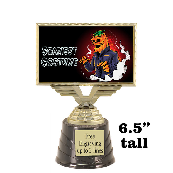 6.5" tall  Scariest Halloween Costume trophy.  Choice of art work.  9 designs available.  676
