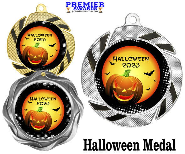 Halloween theme medal.  Choice of medal.  Includes free engraving and neck ribbon - design 7