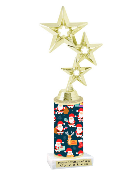 Santa theme trophy. Choice of figure.  10" tall - Great for all of your holiday events and contests. 2