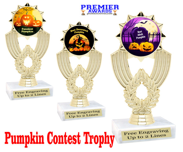 6" tall  Halloween  theme trophy.  Great for Pumpkin carving and Decorating contests  3103
