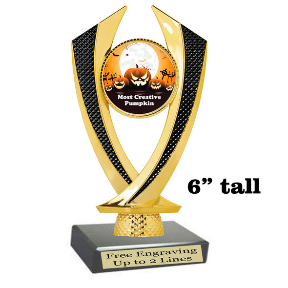 6" tall  Halloween  theme trophy.  Great for Pumpkin carving and Decorating contests  4516