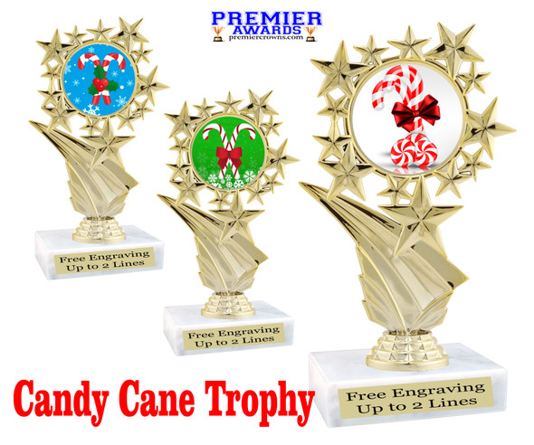 Candy Cane Trophy.   6" tall.  Includes free engraving.   A Premier exclusive design! f696