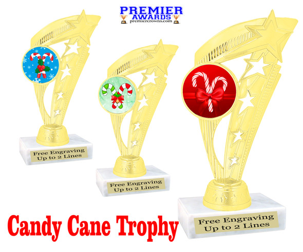 Candy Cane Trophy.   7.5" tall.  Includes free engraving.   A Premier exclusive design! ph113