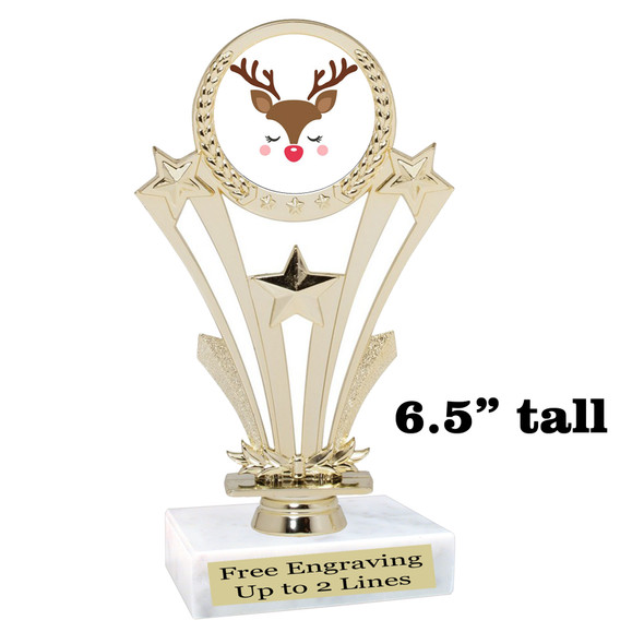 Reindeer Trophy.   6.5" tall.  Includes free engraving.   A Premier exclusive design! h416