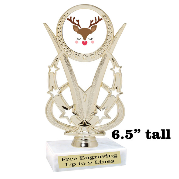 Reindeer Trophy.   6.5" tall.  Includes free engraving.   A Premier exclusive design! h415