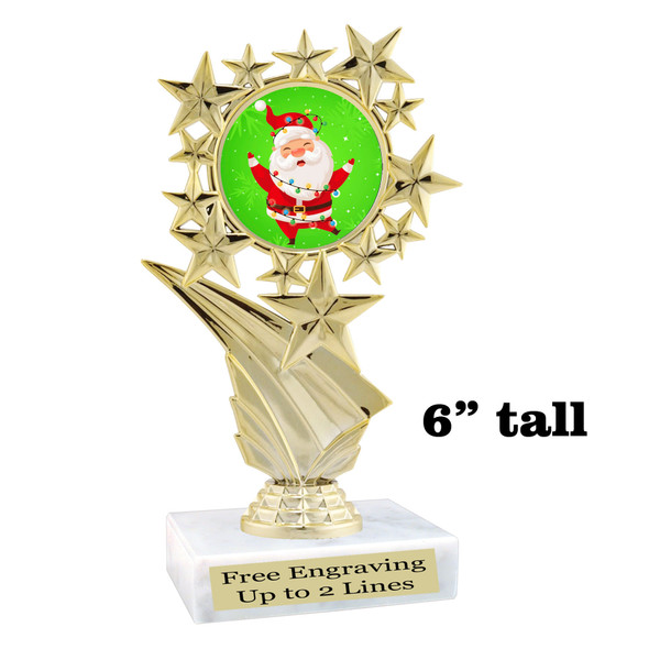 Santa Trophy.   6" tall.  Includes free engraving.   A Premier exclusive design! 696