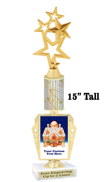 Custom Gingerbread Trophy.  Great trophy for those Holiday Events, Pageants, Contests and more!   15" tall - Design 5