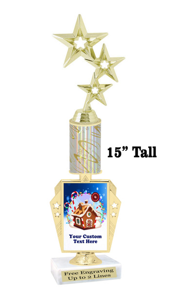 Custom Gingerbread Trophy.  Great trophy for those Holiday Events, Pageants, Contests and more!   15" tall - Design 6