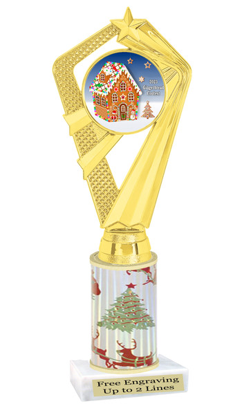 Gingerbread House Trophy.   Great award for your baking or decorating contests.  Choice of color and height.  ph111-5