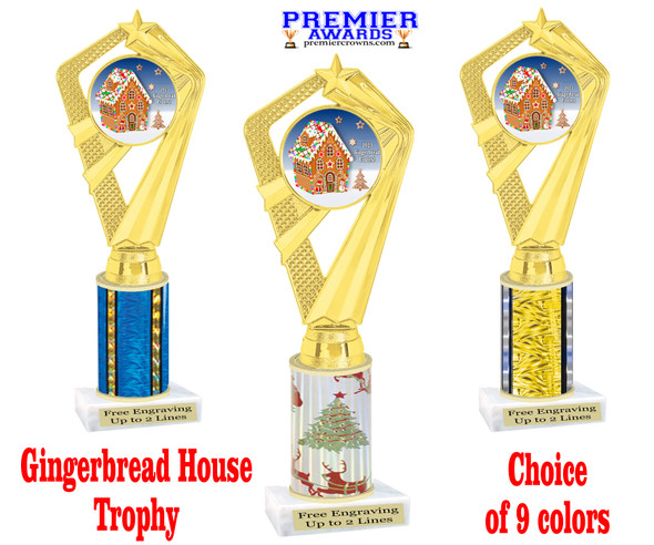 Gingerbread House Trophy.   Great award for your baking or decorating contests.  Choice of color and height.  ph111-5