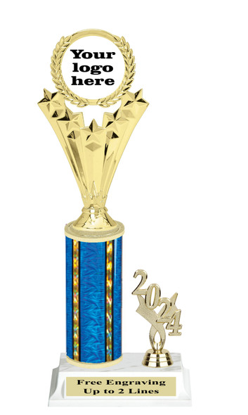 Custom trophy.  Add you logo or custom art work for a unique award.  Trophy heights starts at 10" tall. h501