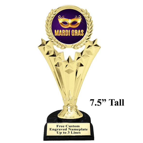 Mardi Gras Theme trophy.  Great trophy for your pageants, events, contests and more!   h501