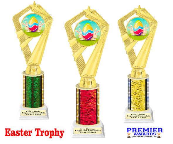 Easter theme Trophy. Choice of column color and height.  Great award for your pageants, events, competitions, parties and more. ph111-2