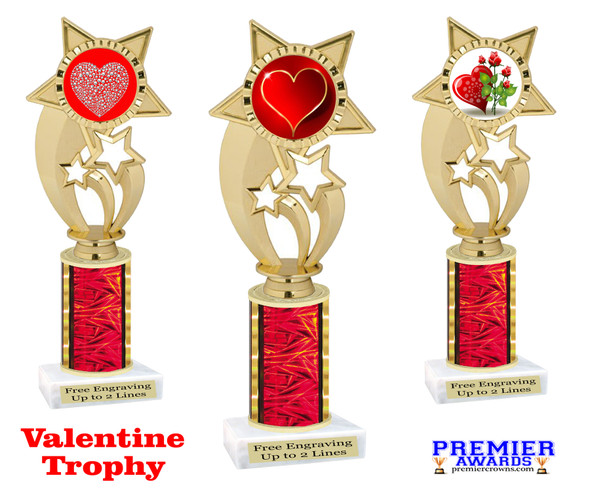 Valentine theme trophy.  Great trophy for your pageants, events, contests and more!   Red column ph54