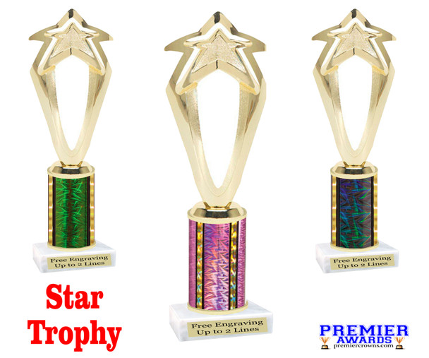 Star Trophy. Choice of column color and height.  Great award for your pageants, events, competitions, parties and more.  6078