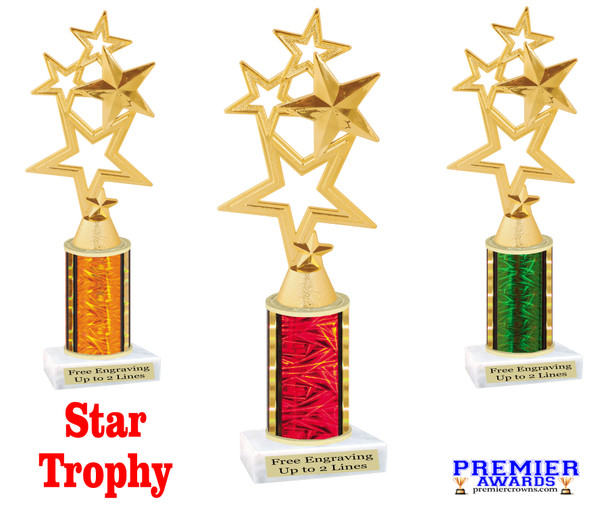 Star Trophy. Choice of column color and height.  Great award for your pageants, events, competitions, parties and more.  4115
