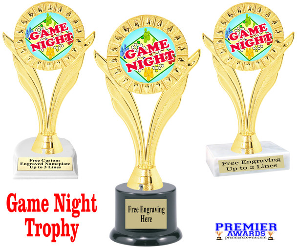 Game Night trophy for your family game nights, parties and more.  6.5" - 8.5" tall.  Ph80 Game Night trophy for your family game nights, parties and more.  6.5" - 8.5" tall.  Ph80