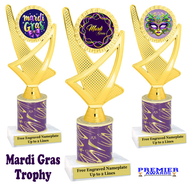 Mardi Gras trophy.   Great trophy for your Mardi Gras events, costume contests, pageants and more.  ph107