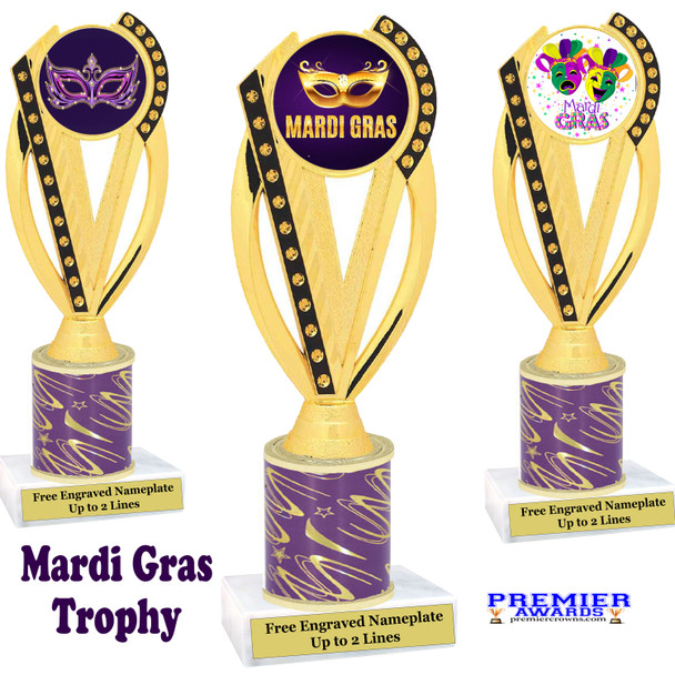 Mardi Gras trophy.   Great trophy for your Mardi Gras events, costume contests, pageants and more.  ph76