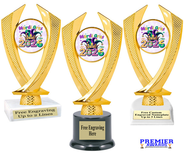 Mardi Gras Theme trophy.  Great trophy for your pageants, events, contests and more!   4506