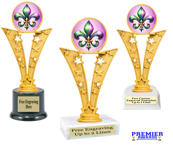 Mardi Gras Theme trophy.  Great trophy for your pageants, events, contests and more!   91546