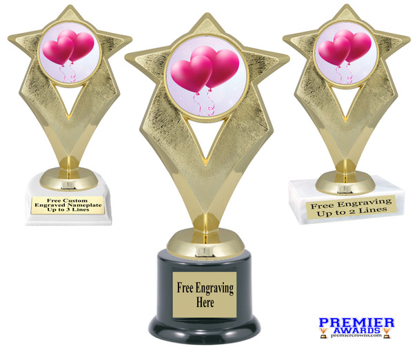 Valentine - Heart Theme trophy.  Great trophy for your pageants, events, contests and more!   5086G
