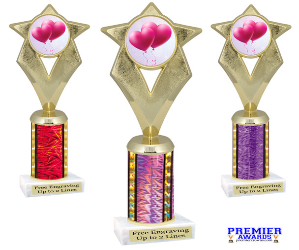 Valentine - Heart theme trophy.   Great trophy for your Valentine events, costume contests, pageants and more.  5086g