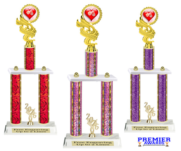2 column  Valentine - Heart theme trophy. Great trophy for your Valentine events, costume contests, pageants and more. ph40