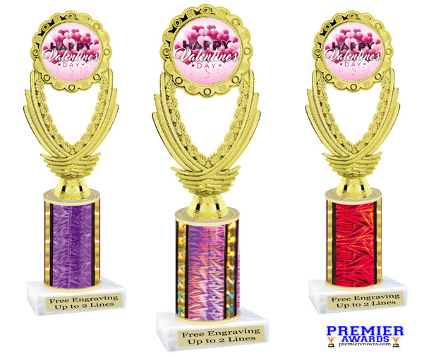  Valentine - Heart theme trophy.   Great trophy for your Valentine events, costume contests, pageants and more. ph44