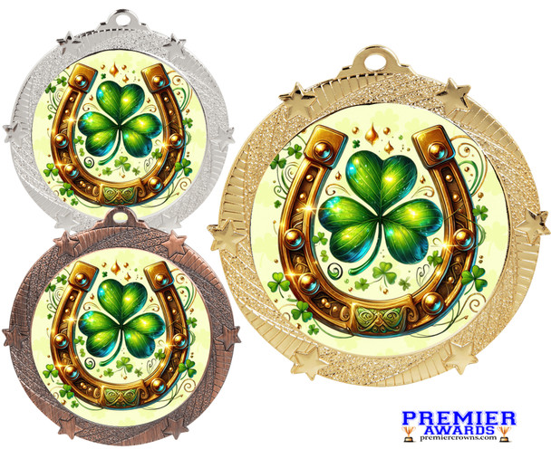 St Patrick's Day theme Medal. Festive medals for your St Patrick's Day themed pageants, contests, Parades and more.  Choice of medal finish.  950