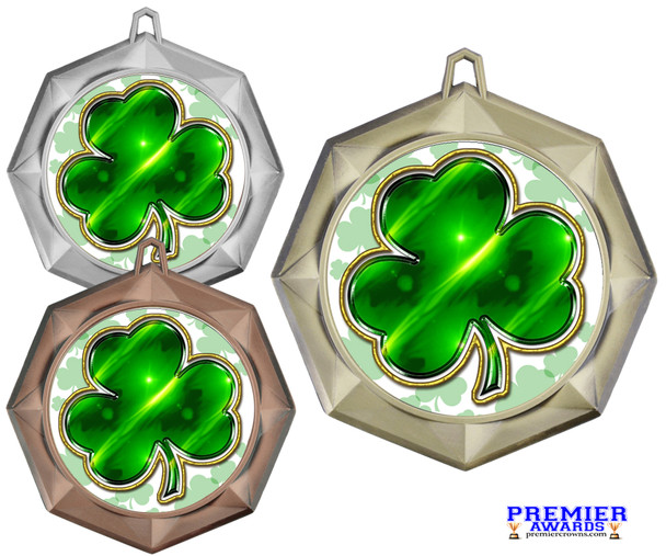 St Patrick's Day theme Medal. Festive medals for your St Patrick's Day themed pageants, contests, Parades and more.  Choice of medal finish.  43273