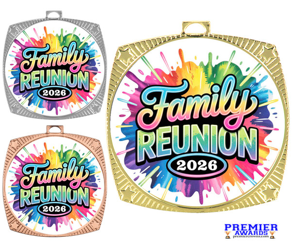 Family Reunion medal available in gold, silver or bronze. Great for your Family Reunion games, contests, activities and more