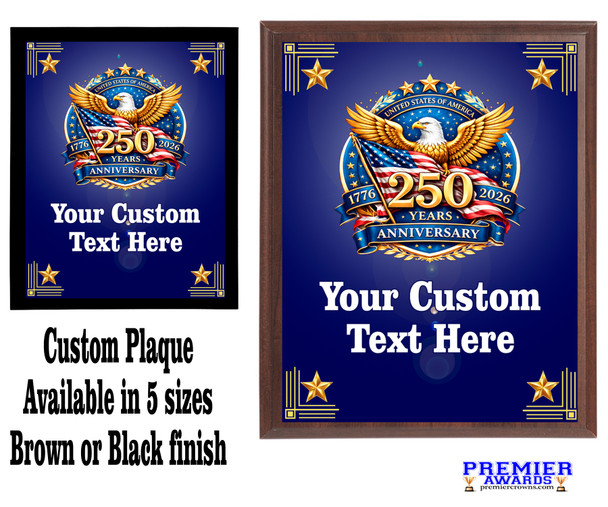  Custom Full Color Plaque.  Choice of black or brown plaque with full color plate.  5 Plaques sizes available 
