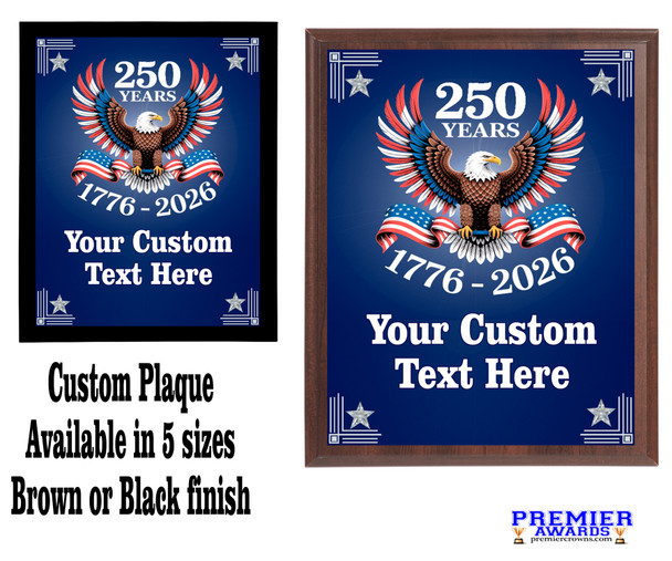 Custom Full Color Plaque.  Choice of black or brown plaque with full color plate.  5 Plaques sizes available 