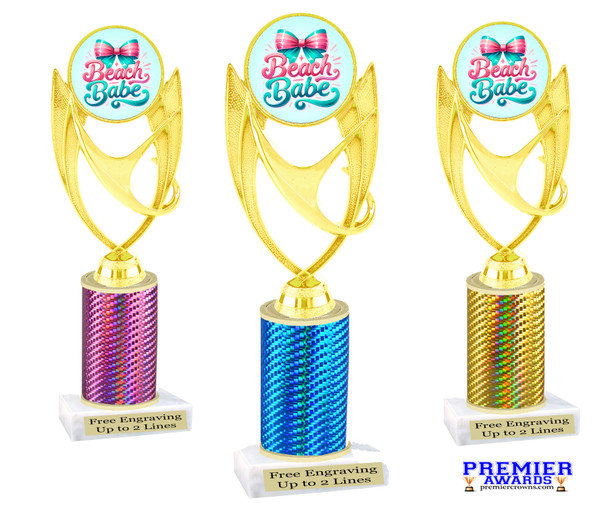 Beach theme trophy.   Great for your Pageants, contests, activities and more  Choice of color and trophy height. 