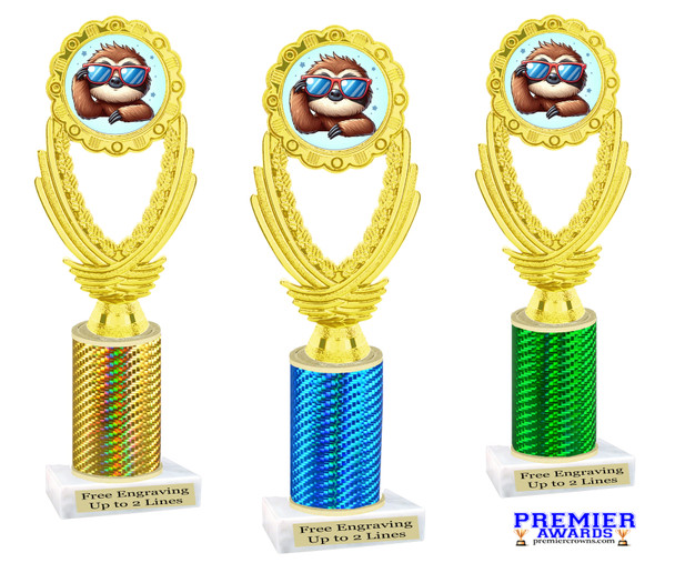 Summer theme trophy.   Great for your Pageants, contests, activities and more  Choice of color and trophy height. 