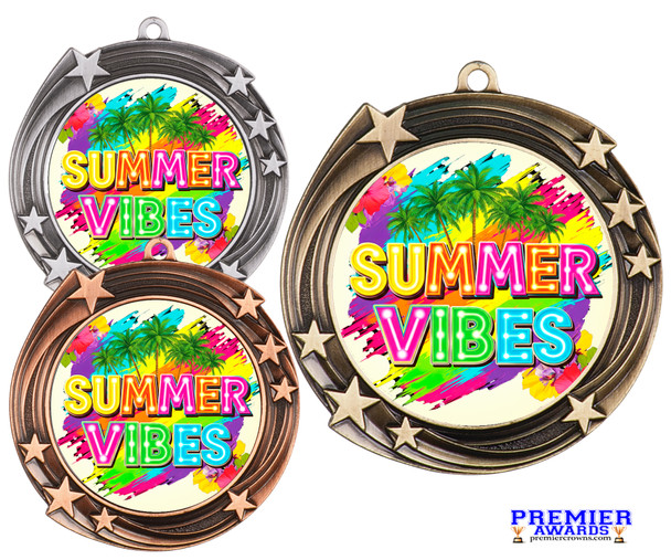 Summer theme medal available in gold, silver or bronze. Great for your Pageants, contests, activities and more