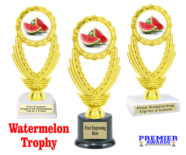 Watermelon trophy. 6" - 8" tall.  Great for your Watermelon Festival events,  baking, cookies, dessert competitions,  and more. 