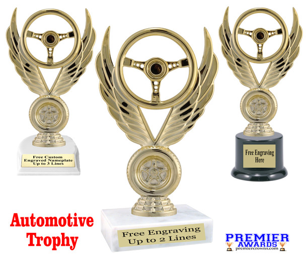 Automotive trophy.  Great trophy for car shows, contests, car guys and more.  Choice of base.    6" to 8" tall trophy