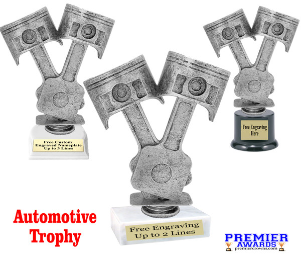 Automotive trophy.  Great trophy for car shows, contests, car guys and more.  Choice of base.    6" to 8" tall trophy