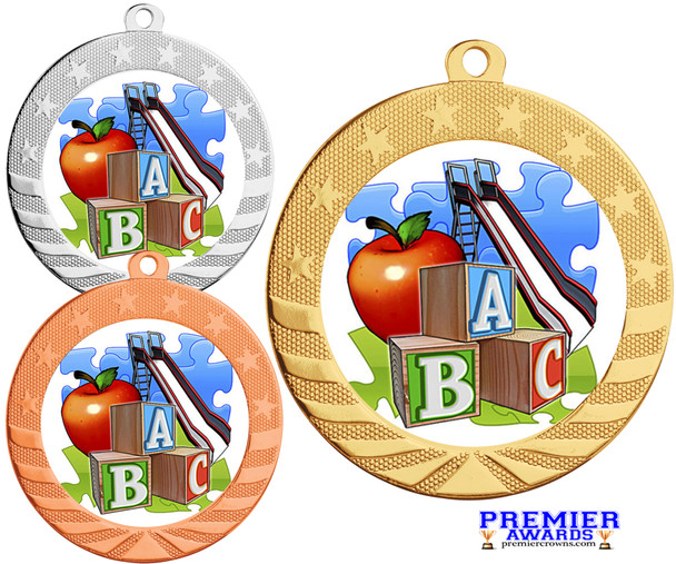 School - Back to School theme medal.  Great for Back to School events, pageants and more.  Includes free back of medal engraving and neck ribbon