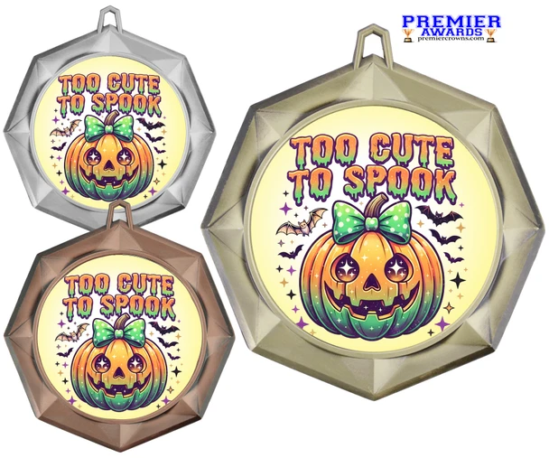 Halloween  theme medal. Great medal for all of your Fall - Halloween pageants, events, contests and more. Available in gold, silver or bronze finish. 