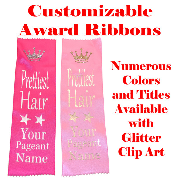  Printed Award Ribbon with Glitter Clip Art - Available in multiple colors and titles. Customize with your event name!