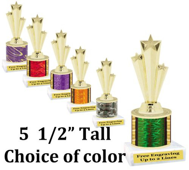 5  1/2" tall trophy with choice of color.  Great for side awards and participation.  (134-g)