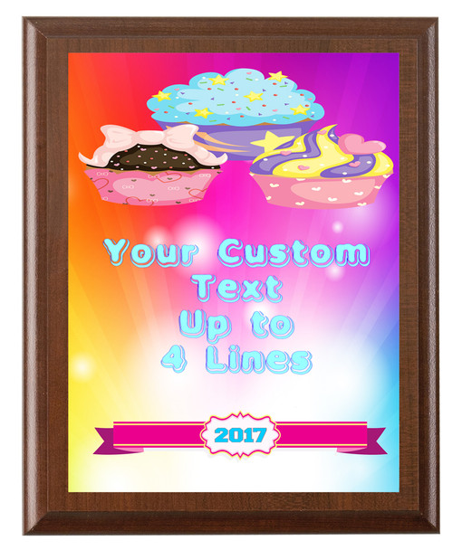 Cupcake Theme Full Color Plaque.  Customize with your text.  5 Plaques sizes available. (cup01