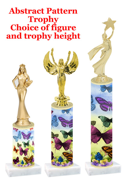 Butterfly pattern  trophy with choice of trophy height and figure (002)